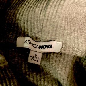 Gray form fitting zip up dress